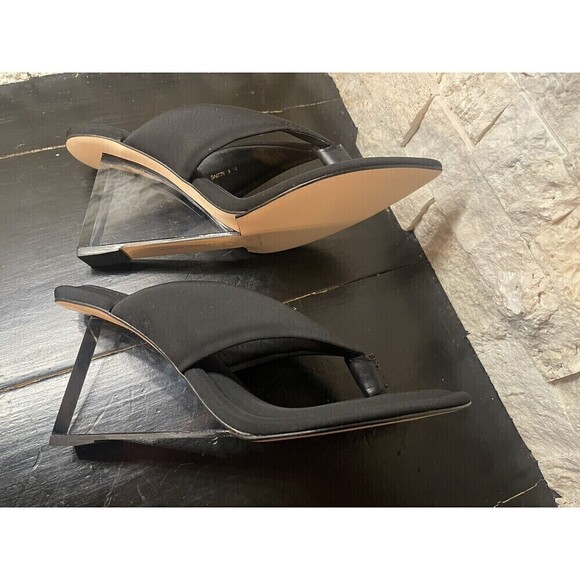 Good American Black Pointed Toe Black Wedge Transparent Heels Sz 10 - Picture 5 of 8